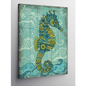 Kanvas Tablo Mavi Denizatı Çizimi 100x140 cm