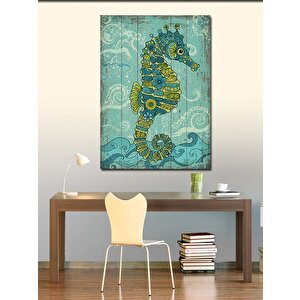 Kanvas Tablo Mavi Denizatı Çizimi 100x140 cm