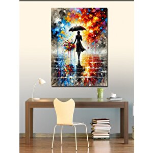 Kanvas Tablo Şemsiyeli Renkli Kadın 70x100 cm