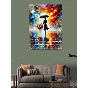 Kanvas Tablo Şemsiyeli Renkli Kadın 70x100 cm
