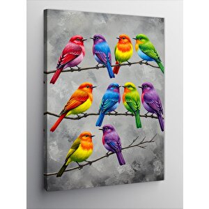 Kanvas Tablo Renkli Kuşlar Deseni 100x140 cm