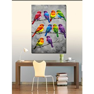 Kanvas Tablo Renkli Kuşlar Deseni 100x140 cm