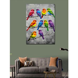 Kanvas Tablo Renkli Kuşlar Deseni 100x140 cm