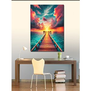 Kanvas Tablo Gün Batımında İskele Manzarası 50x70 cm