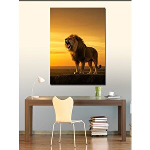Kanvas Tablo Kükreyen Aslan Manzarası 50x70 cm