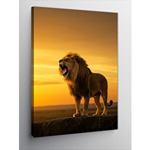 Kanvas Tablo Kükreyen Aslan Manzarası 100x140 cm