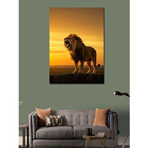 Kanvas Tablo Kükreyen Aslan Manzarası 100x140 cm
