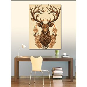 Kanvas Tablo Boynuzlu Geyik Portresi 70x100 cm