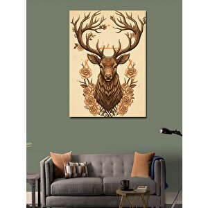 Kanvas Tablo Boynuzlu Geyik Portresi 70x100 cm