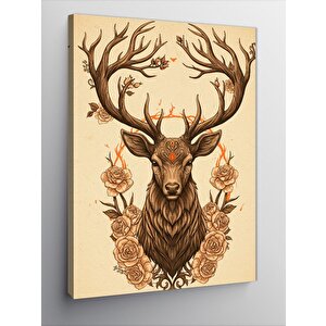 Kanvas Tablo Boynuzlu Geyik Portresi 50x70 cm