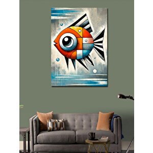Kanvas Tablo Soyut Renkli Balık 100x140 cm