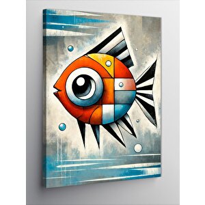 Kanvas Tablo Soyut Renkli Balık 50x70 cm