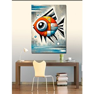 Kanvas Tablo Soyut Renkli Balık 50x70 cm
