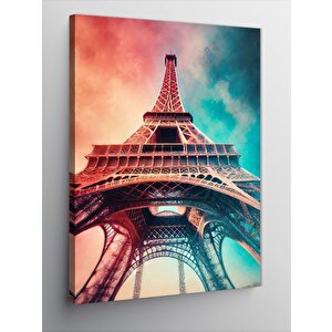 Kanvas Tablo Eyfel Kulesi Ve Mavi Gökyüzü 50x70 cm