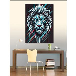 Kanvas Tablo Neon Aslan Portresi 100x140 cm