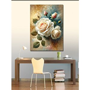 Kanvas Tablo Beyaz Güller Ve Hassaslık 50x70 cm