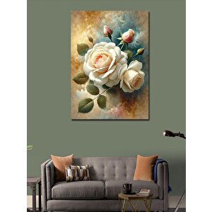 Kanvas Tablo Beyaz Güller Ve Hassaslık 50x70 cm