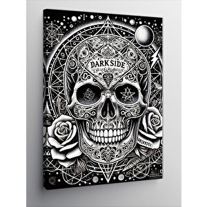 Kanvas Tablo Kafatası Ve Güller 50x70 cm