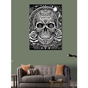 Kanvas Tablo Kafatası Ve Güller 50x70 cm