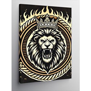 Kanvas Tablo Aslan Ve Kraliyet Simgesi 50x70 cm