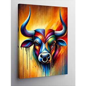 Kanvas Tablo Renkli Boğa İllüstrasyonu 50x70 cm