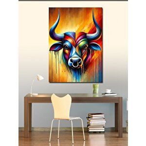 Kanvas Tablo Renkli Boğa İllüstrasyonu 100x140 cm