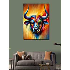 Kanvas Tablo Renkli Boğa İllüstrasyonu 100x140 cm