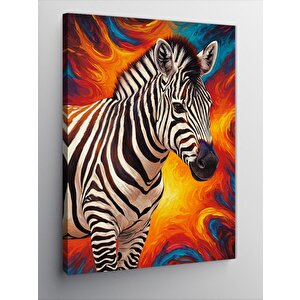 Kanvas Tablo Renkli Zebra 50x70 cm