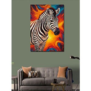 Kanvas Tablo Renkli Zebra 50x70 cm
