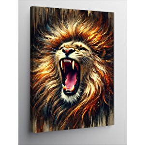 Kanvas Tablo Kükreyen Aslan Portresi 100x140 cm