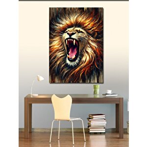 Kanvas Tablo Kükreyen Aslan Portresi 100x140 cm