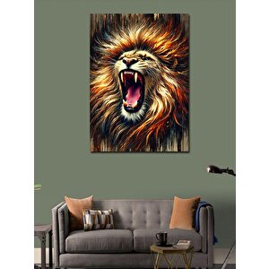 Kanvas Tablo Kükreyen Aslan Portresi 100x140 cm