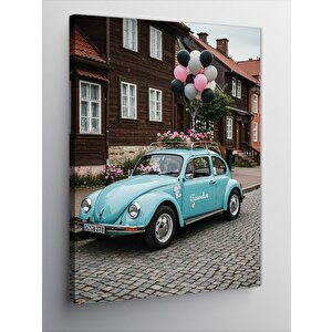 Kanvas Tablo Mavi Vosvos Arabası 100x140 cm