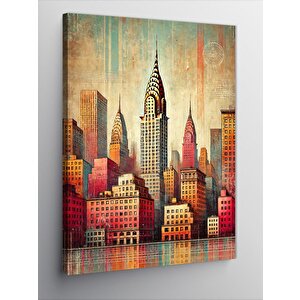 Kanvas Tablo Renkli Şehir Manzarası 100x140 cm