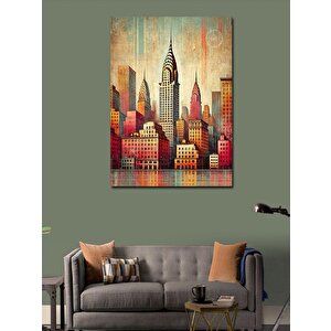 Kanvas Tablo Renkli Şehir Manzarası 100x140 cm