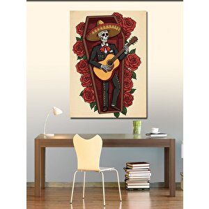 Kanvas Tablo Gitar Çalan İskelet Figürü 70x100 cm