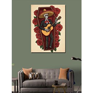 Kanvas Tablo Gitar Çalan İskelet Figürü 70x100 cm