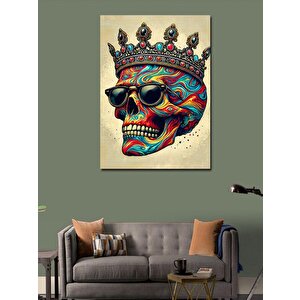 Kanvas Tablo Taçlı Renkli Kafatası 70x100 cm