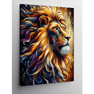 Kanvas Tablo Aslanın Renkli Portresi 100x140 cm
