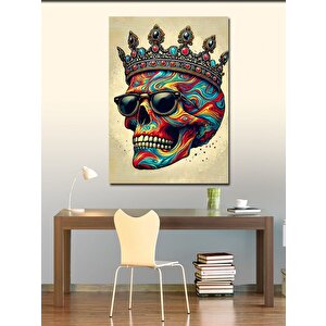 Kanvas Tablo Taçlı Renkli Kafatası 50x70 cm
