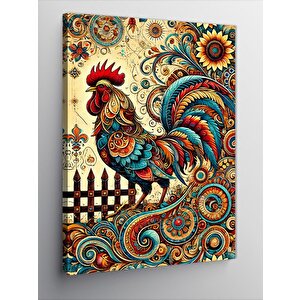 Kanvas Tablo Renkli Horoz Deseni 100x140 cm