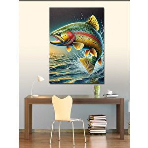 Kanvas Tablo Renkli Balık Çizimi 50x70 cm
