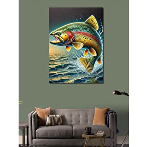 Kanvas Tablo Renkli Balık Çizimi 50x70 cm