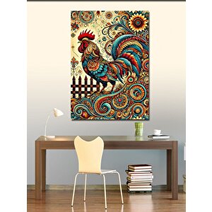 Kanvas Tablo Renkli Horoz Deseni 50x70 cm