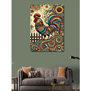 Kanvas Tablo Renkli Horoz Deseni 50x70 cm