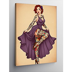 Kanvas Tablo Vintage Elbiseli Kadın 100x140 cm