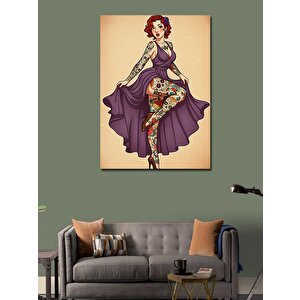 Kanvas Tablo Vintage Elbiseli Kadın 100x140 cm