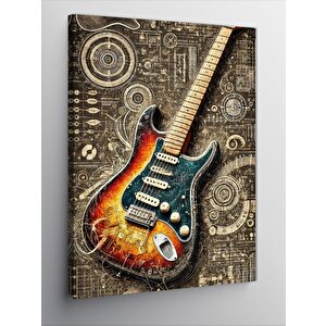 Kanvas Tablo Renkli Elektro Gitar 100x140 cm