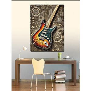 Kanvas Tablo Renkli Elektro Gitar 100x140 cm