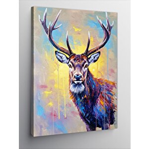 Kanvas Tablo Renkli Geyik Portresi 70x100 cm